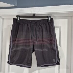 Travis Mathew Shorts Mens 34 Black Red Go Time Athletic Pull On Performance